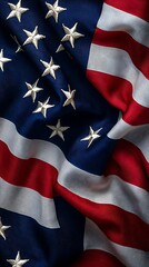 Fototapeta premium Close-up view of an American flag's draped fabric.