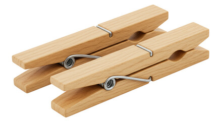 Isolated Wooden Clothespins