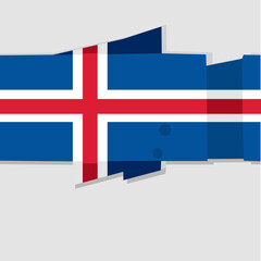 Obraz premium Stylized flag of Iceland – background, banner, template – vector illustration