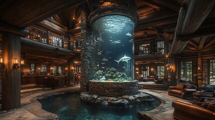 Luxurious rustic cabin interior images