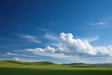 Fototapeta premium serene rural landscape under expansive blue sky