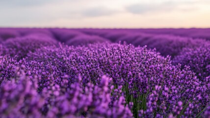 Obraz premium Purple Lavender Field At Sunset