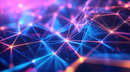 Abstract network background with glowing nodes and lines. Futuristic technology concept with connected points, ideal for science and technology themes.