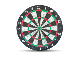 old vintage target board isolated on white background. This has clipping path.