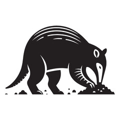 Steady digging aardvark silhouette for showcasing animal behavior in wildlife-inspired visuals – digging aardvark vector – digging aardvark illustration – silhouette of digging aardvark

