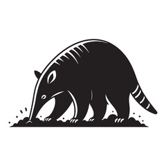 Playful and focused digging aardvark silhouette perfect for nature and wildlife artwork – digging aardvark vector – digging aardvark illustration – silhouette of digging aardvark

