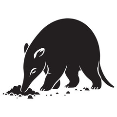 Obraz premium Curious digging aardvark silhouette ideal for capturing the essence of animal exploration – digging aardvark vector – digging aardvark illustration – silhouette of digging aardvark