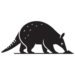 Focused and agile digging aardvark silhouette perfect for showcasing wildlife behavior – digging aardvark vector – digging aardvark illustration – silhouette of digging aardvark

