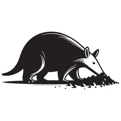 Curious and determined digging aardvark silhouette for nature-inspired wildlife designs – digging aardvark vector – digging aardvark illustration – silhouette of digging aardvark

