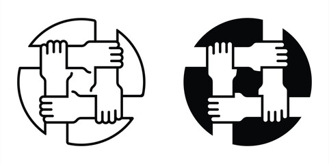 Teamwork icon. Vector illustration on white. Symbol of friendship, support, teamwork