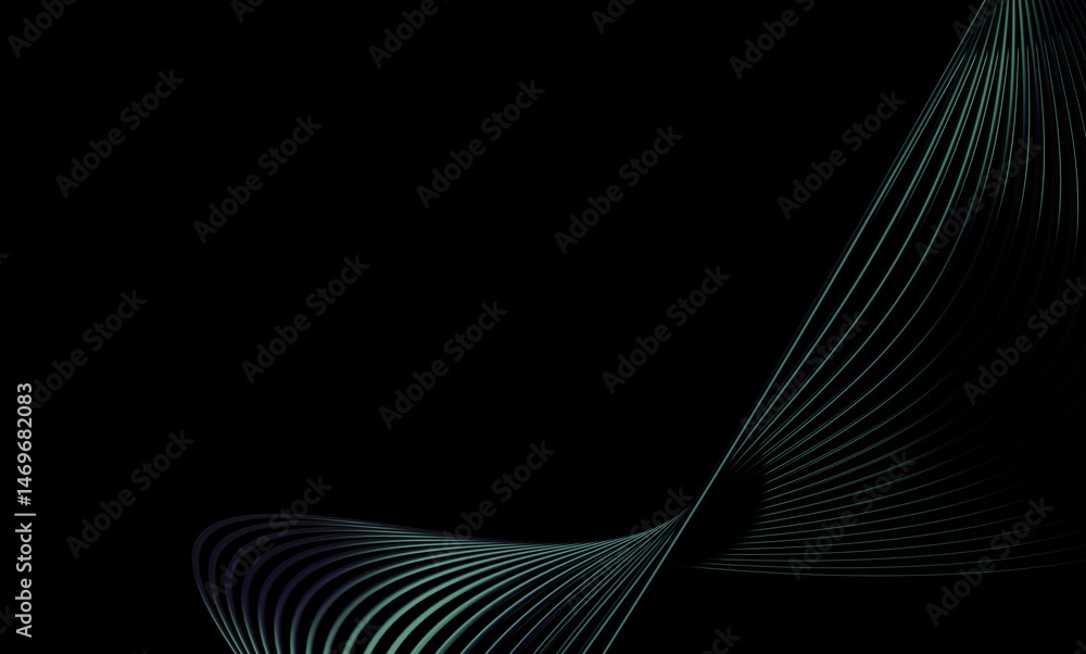 Poster minimalistic black background with flowing lines