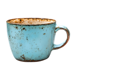 Professional Empty Blue Coffee Mug Isolated on Transparent Background for Designers and Bloggers