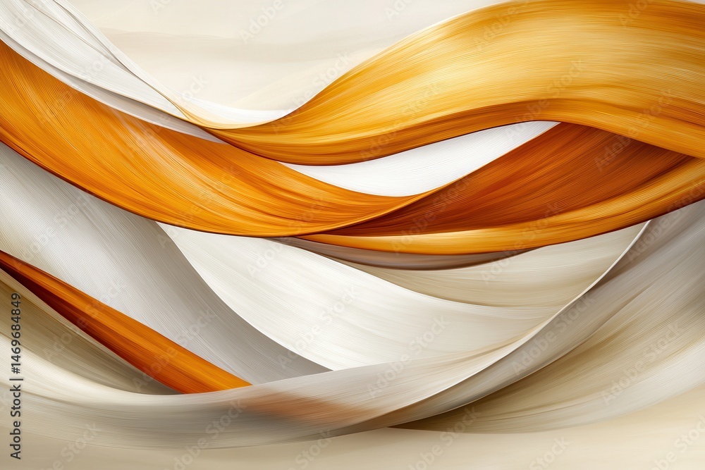 Aufkleber abstract flowing waves of orange and cream colors creating a dynamic, textured background