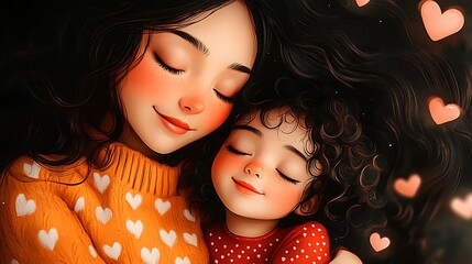 Peaceful mother child hug wallpapers
