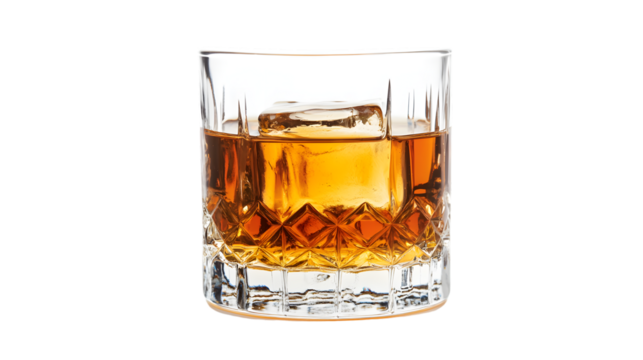 Classic Old Fashioned Cocktail Glass Isolated on Transparent Background