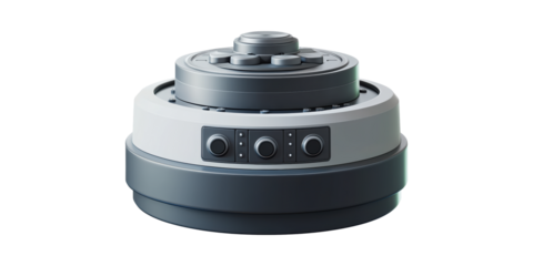 Futuristic Robotic Device With Control Knobs. Advanced Technology And Automation Concept Isolated On Transparent Background