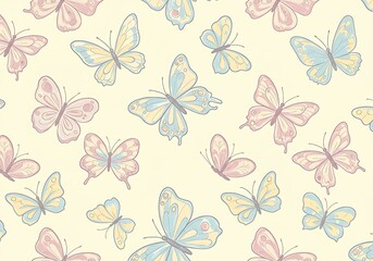 Fototapeta premium Pastel Butterfly Dream: Soft Hues & Gentle Flight AI Generated