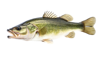Largemouth Bass Fish Isolated on Transparent Background for Aquatic Concept in Photography