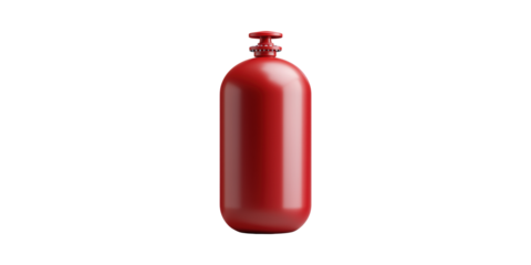 Red Fire Extinguisher Cylinder. Safety Equipment For Fire Prevention Isolated On Transparent Background