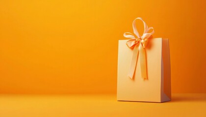 Gift bag on orange background