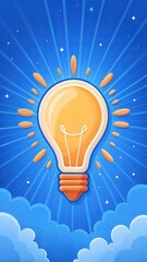 background of light bulb with blue background and cloud