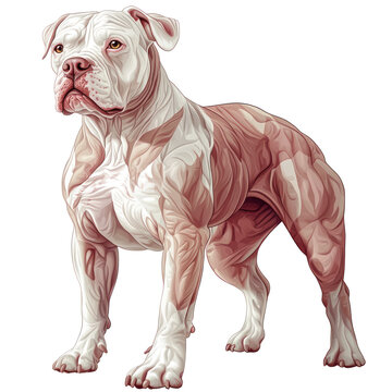 American Bulldog Illustration: Powerful American Bulldog standing proudly, showcasing its muscular physique and distinctive markings.
