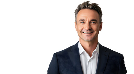 Confident Caucasian Businessman in Formal Attire Looking Away Positively