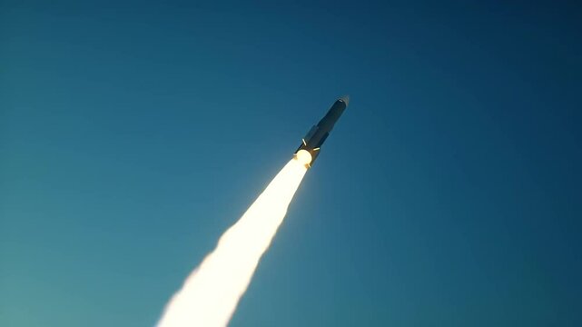 Launching Projectile Reaching for the Sky during Sunset Hour