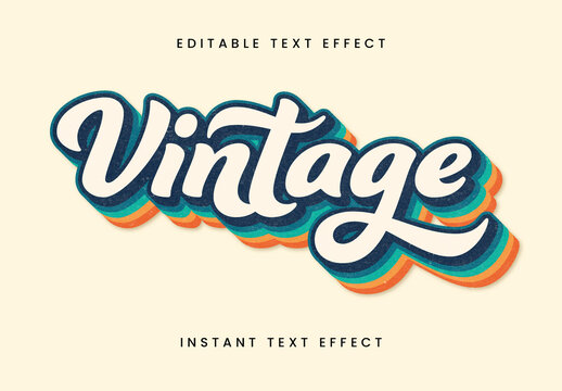 Blue And Orange Retro Font Vintage Script Layered Text Effect