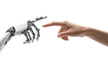 Robot and Human Hand Touching Index Finger Gesture - Futuristic Technology Concept