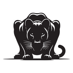 Majestic crouching panther silhouette symbolizing the raw power of nature – crouching panther vector – crouching panther illustration – silhouette of crouching panther

