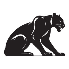 Elegant crouching panther silhouette for high-impact visuals and animal-themed designs – crouching panther vector – crouching panther illustration – silhouette of crouching panther

