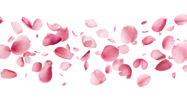 Elegant Silhouette of Flying Pink Petals Isolated on Transparent Background - Powered by Adobe