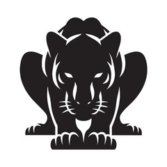 Raw and sleek crouching panther silhouette ideal for capturing the essence of the jungle – crouching panther vector – crouching panther illustration – silhouette of crouching panther

