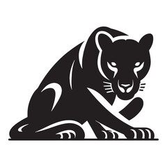 Majestic crouching panther silhouette perfect for creating dramatic outdoor artwork – crouching panther vector – crouching panther illustration – silhouette of crouching panther

