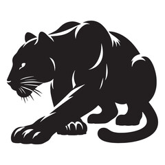 Majestic crouching panther silhouette for creating bold nature and wildlife illustrations – crouching panther vector – crouching panther illustration – silhouette of crouching panther

