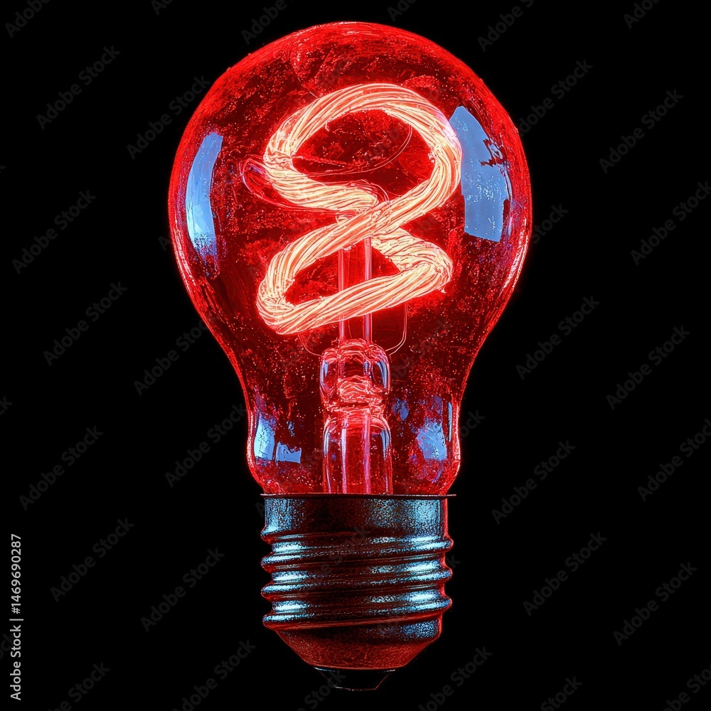 Poster unusual light bulb featuring a snake curled inside, creating an intriguing and unique visual concept