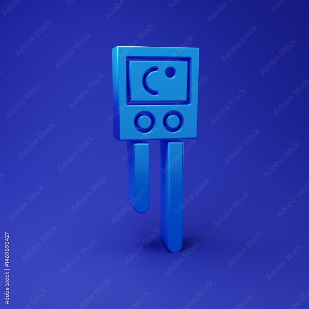 Poster blue temperature and humidity sensor icon isolated on blue background. minimalism concept. 3d render