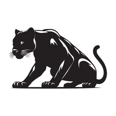 Stealthy and powerful crouching panther silhouette ideal for bold outdoor artwork – crouching panther vector – crouching panther illustration – silhouette of crouching panther

