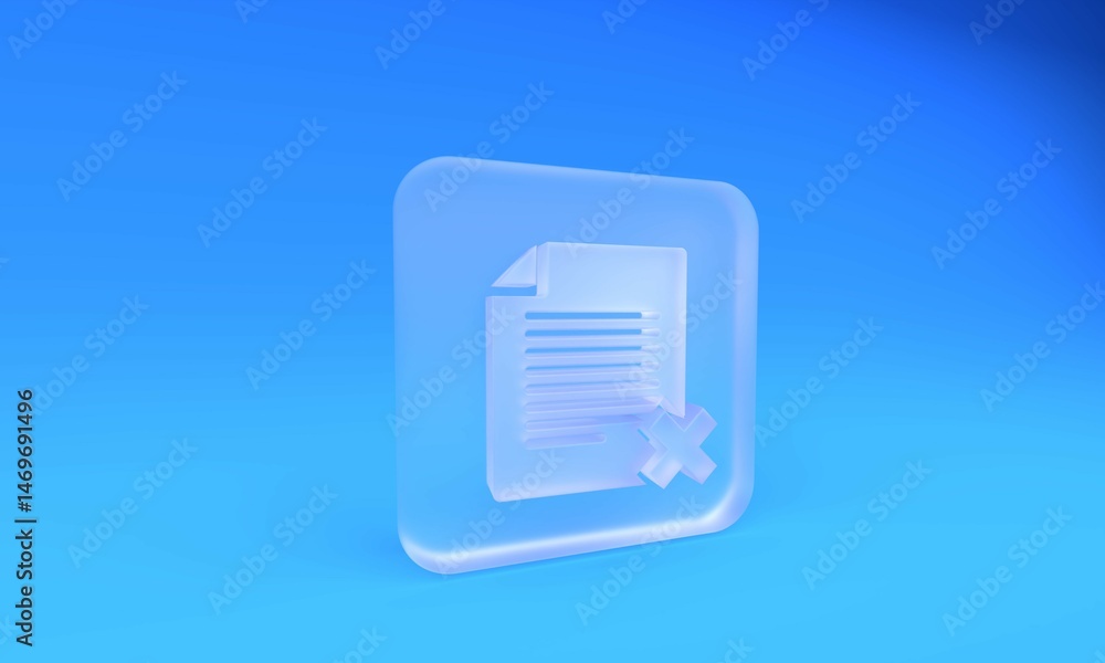 Aufkleber frosted glass delete file document icon isolated on blue background. rejected document icon. cross o