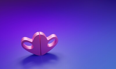 Pink Medical protective mask icon isolated on purple-blue background. Minimalism concept. 3D render illustration