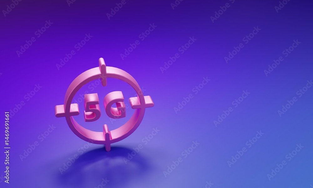 Aufkleber pink 5g new wireless internet wifi connection icon isolated on purple-blue background. global networ