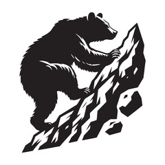 Majestic climbing bear silhouette ideal for nature-inspired creative designs and wildlife artwork – climbing bear vector – climbing bear illustration – silhouette of climbing bear

