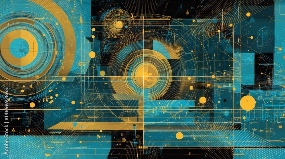 Wall mural vector-style image of futurist background abstract technology