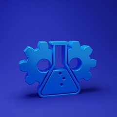 Blue Bioengineering icon isolated on blue background. Element of genetics and bioengineering icon. Biology, molecule, chemical icon. Minimalism concept. 3D render illustration