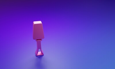 Pink Nail polish icon isolated on purple-blue background. Minimalism concept. 3D render illustration
