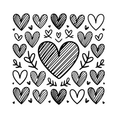 Set of heart doodle on white background. Hand drawn abstract doodle isolated on white background.