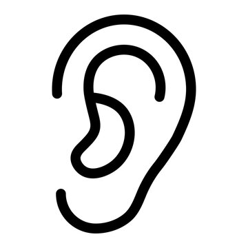 Illustration showing a black ear icon on a white background