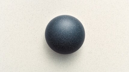 A single dark blue egg with speckles sits on a light beige surface.