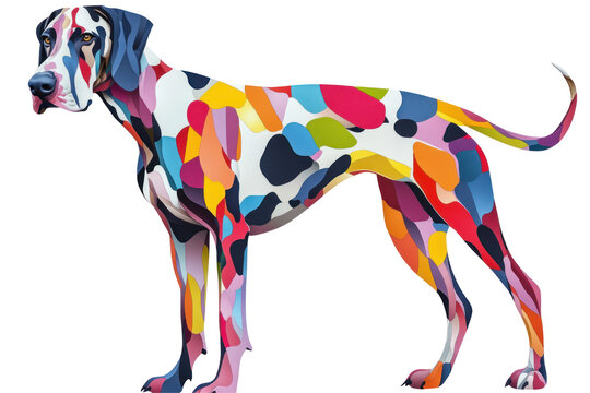 Colorful Canine: A vibrant, abstract representation of a canine in a myriad of colors, showcasing a playful blend of artistry and animal appreciation.